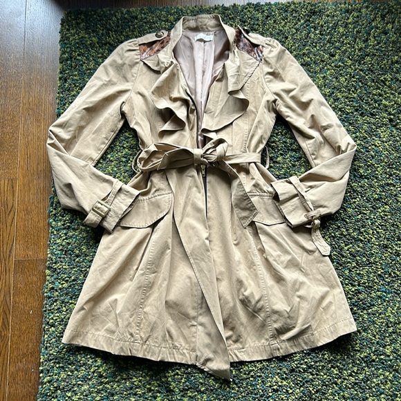 Virus y2k Leopard Print Trench Coat - Picture 2 of 5